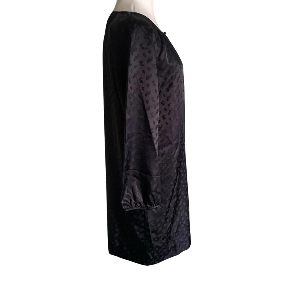 NWT J Crew Size 6 Deep Blue Satin Paisley Print Long Sleeve Dress